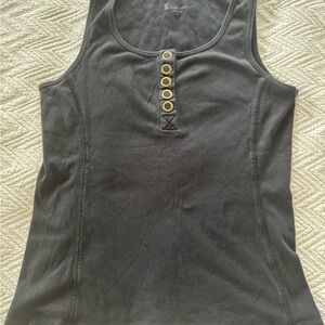 Elliott Lauren Black Tank Top with Burnished Gold Buttons Small